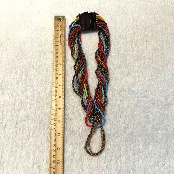 Multi Strand Seed Beads Necklace Multicolored Cascade Ethnic Boho Necklace - Picture 9 of 9